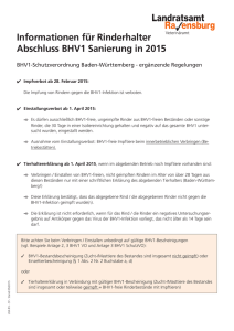 Informationen für Rinderhalter Abschluss BHV1 Sanierung in 2015
