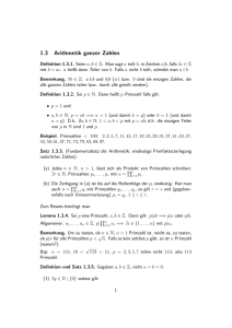 1.3 Arithmetik ganzer Zahlen - Fakultät für Mathematik, TU Dortmund