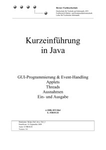 Kurzeinführung in Java - BFH-TI Staff