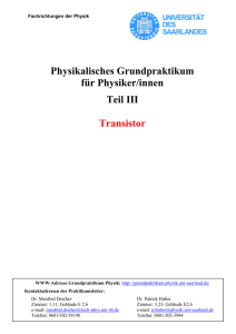 Versuchsanleitung Transistor - Grundpraktikum Physik