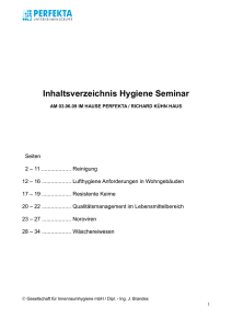 Inhaltsverzeichnis Hygiene Seminar