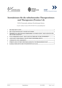 Instruktionen für die teilnehmenden TherapeutInnen