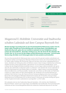 Pressemitteilung Megatrend E-Mobilität: Universität und Stadtwerke