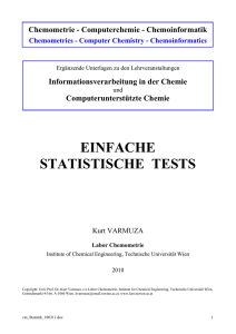 Computerunterstützte Chemie EINFACHE STATISTISCHE TESTS