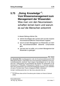 "Doing Knowledge" : Vom Wissensmanagement zum Management