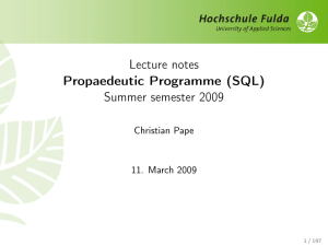 SQL - WI-Labor - Hochschule Fulda