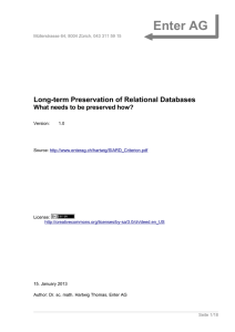 Long-term Preservation of Relational Databases - Enter AG