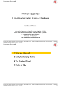 Information Systems 2 1. Modelling Information Systems I