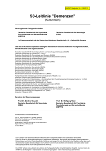 S3-Leitlinie "Demenzen"