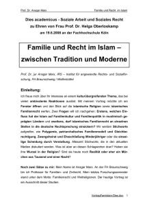 Familie und Recht im Islam – zwischen Tradition und Moderne