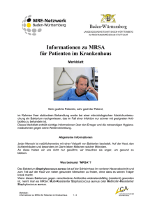 Informationen zu MRSA für Patienten im Krankenhaus