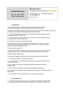 Veröffentlichungen Prof. Dr. theol. habil. Peter Schallenberg