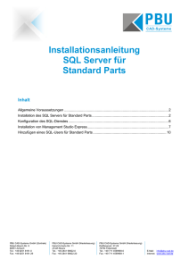 Installationsanleitung SQL Server für Standard Parts