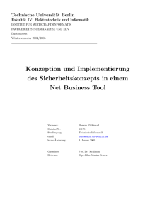 Konzeption und Implementierung des Sicherheitskonzepts in einem