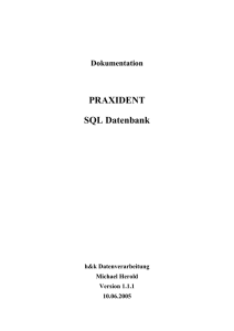 Dokumentation PRAXIDENT SQL Datenbank