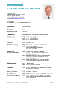 Lebenslauf deutsch - Univ. Prof. Dr. Dr.hc Klaus Böheim