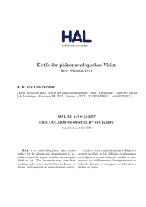 Kritik der phänomenologischen Vision - TEL (thèses-en-ligne)