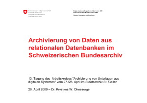 Archivierung von Daten aus relationalen Datenbanken im