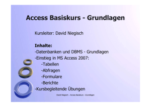 Access Basiskurs Grundlagen Access Basiskurs