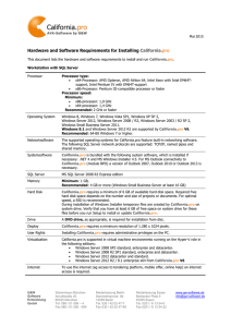 Hardware and Software Requirements for Installing California.pro