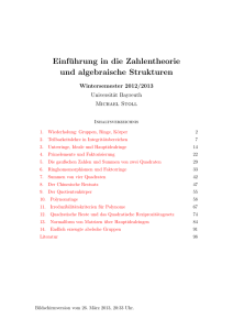 Einfuehrung in die Zahlentheorie und algebraische Strukturen