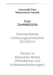 Kommentiertes Vorlesungsverzeichnis 2013/2014 Fächer im