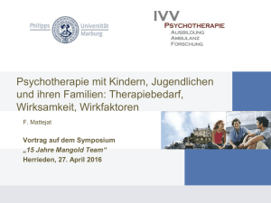 Vortrag Prof. Fritz Mattejat "Psychotherapie mit Kindern