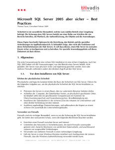 Microsoft SQL Server 2005 aber sicher – Best Practices