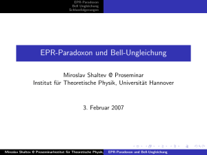 EPR-Paradoxon und Bell