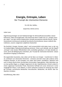 Energie Entropie Leben - Das Buch