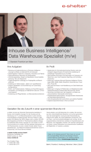 Inhouse Business Intelligence/ Data Warehouse Spezialist (m/w)