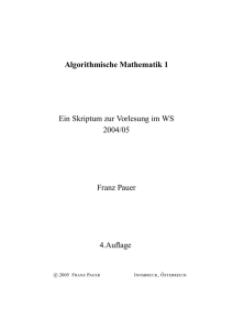 Algorithmische Mathematik 1