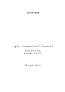 Zirkelskript Leipziger Schülergesellschaft für Mathematik