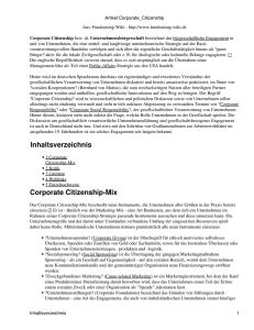 Inhaltsverzeichnis Corporate Citizenship-Mix - Fundraising-Wiki