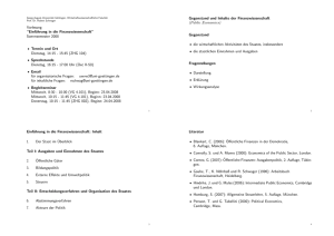 Vorlesung “Einführung in die Finanzwissenschaft” Sommsemester