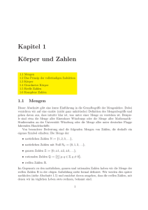 Kapitel 1 Körper und Zahlen