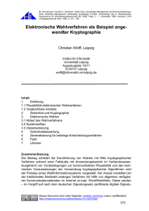 Elektronische Wahlverfahren als Beispiel angewandter Kryptographie