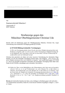 Strafanzeige gegen den Münchner Oberbürgermeister Christian Ude