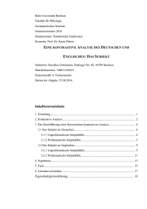 Eine kontrastive Analyse des Deutschen und Englischen: Das Subjekt