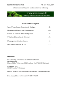 heimbiotop-newsletter Nr. 22 / Juli 2009 Inhalt dieser Ausgabe