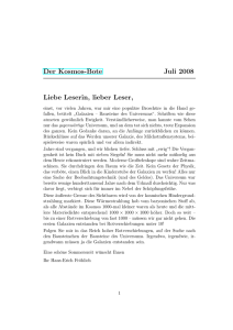 Der Kosmos-Bote Juli 2008 Liebe Leserin, lieber Leser,