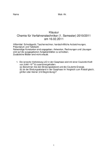 Klausur Chemie für Verfahrenstechniker (1. Semester) 2010/2011
