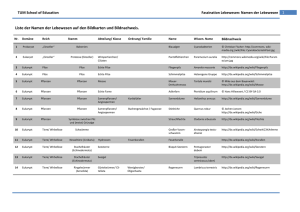 Liste der Namen der Lebewesen auf den Bildkarten und Bildnachweis.