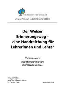 Der Welser Erinnerungsweg - eine Handreichung für