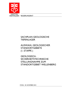 Sachplan geologische Tiefenlager. Etappe 1. Vernehmlassung mit