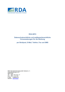 RDA-INFO Datenschutzrechtliche und wettbewerbsrechtliche