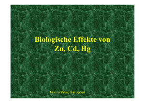 Biologische Effekte von Zn, Cd, Hg