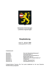 Hauptsatzung - Gemeinde Hohentengen
