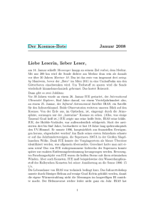 Der Kosmos-Bote Januar 2008 Liebe Leserin, lieber Leser,