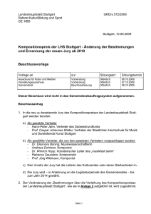 Kompositionspreis der LHS Stuttgart - Änderung der
